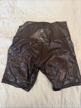 lululemon athletica Metallic Brown High-Rise Bike Shorts